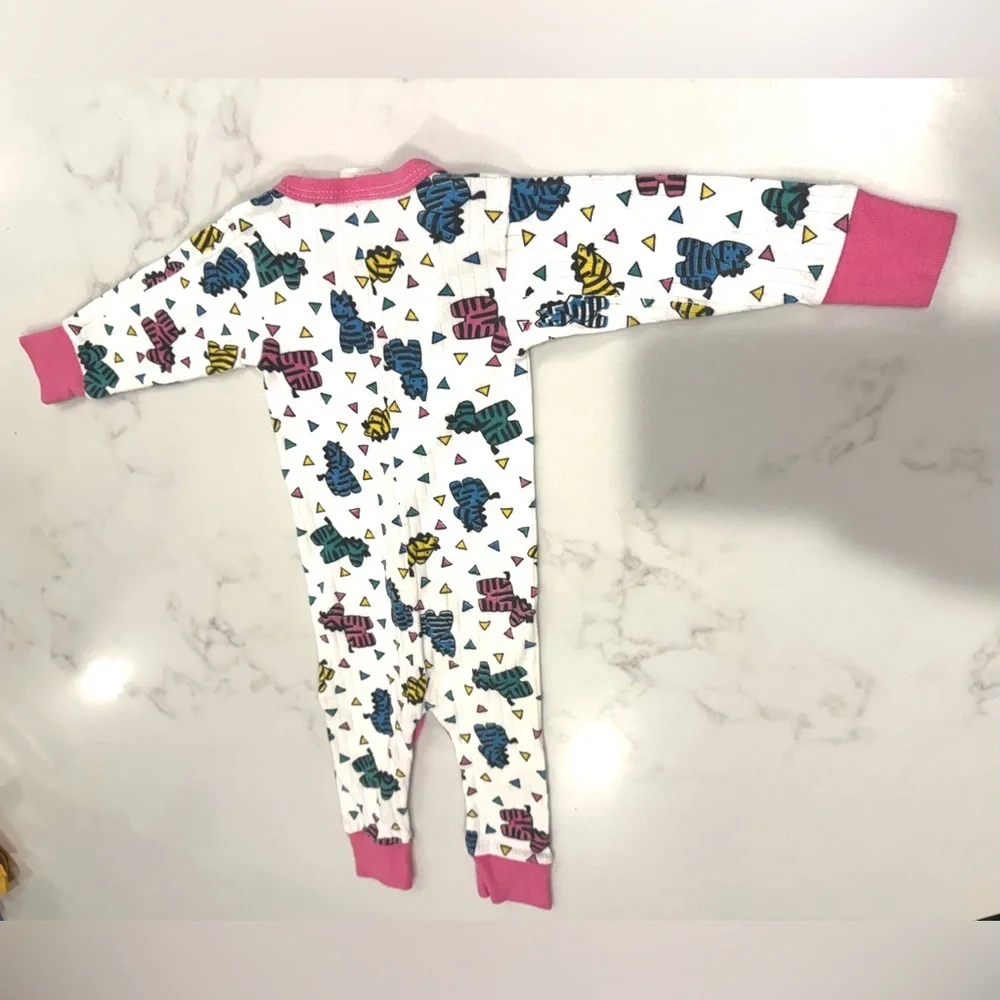 Vintage Fisher Price Baby Zebra Print Footless Sleeper Pajamas 14-18 lbs USA